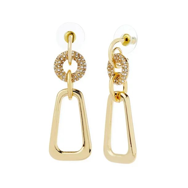 Scoop Women's Cubic Zirconia Drop Earrings in 14KT Flash-Plated Gold - Walmart.com | Walmart (US)