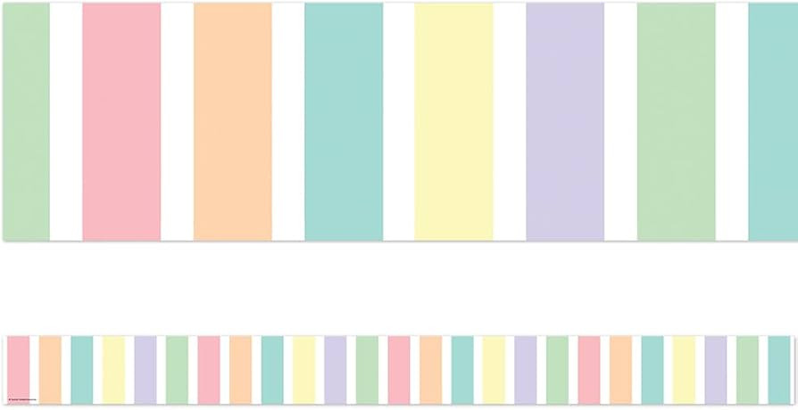 Teacher Created Resources Pastel Pop Stripes Straight Border Trim | Amazon (US)