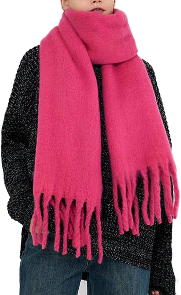 OUNIYA Big Chunky Plaid Scarf Colorful Checked Oversized Thick Scarves Soft Large Cashmere Wool S... | Amazon (US)