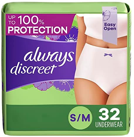 Always Discreet Incontinence & Postpartum Incontinence Underwear for Women, Small/Medium, Maximum... | Amazon (US)