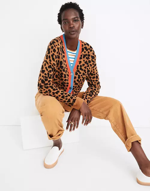 Madewell x Kule Leopard Sinclair Crop Cardigan Sweater | Madewell
