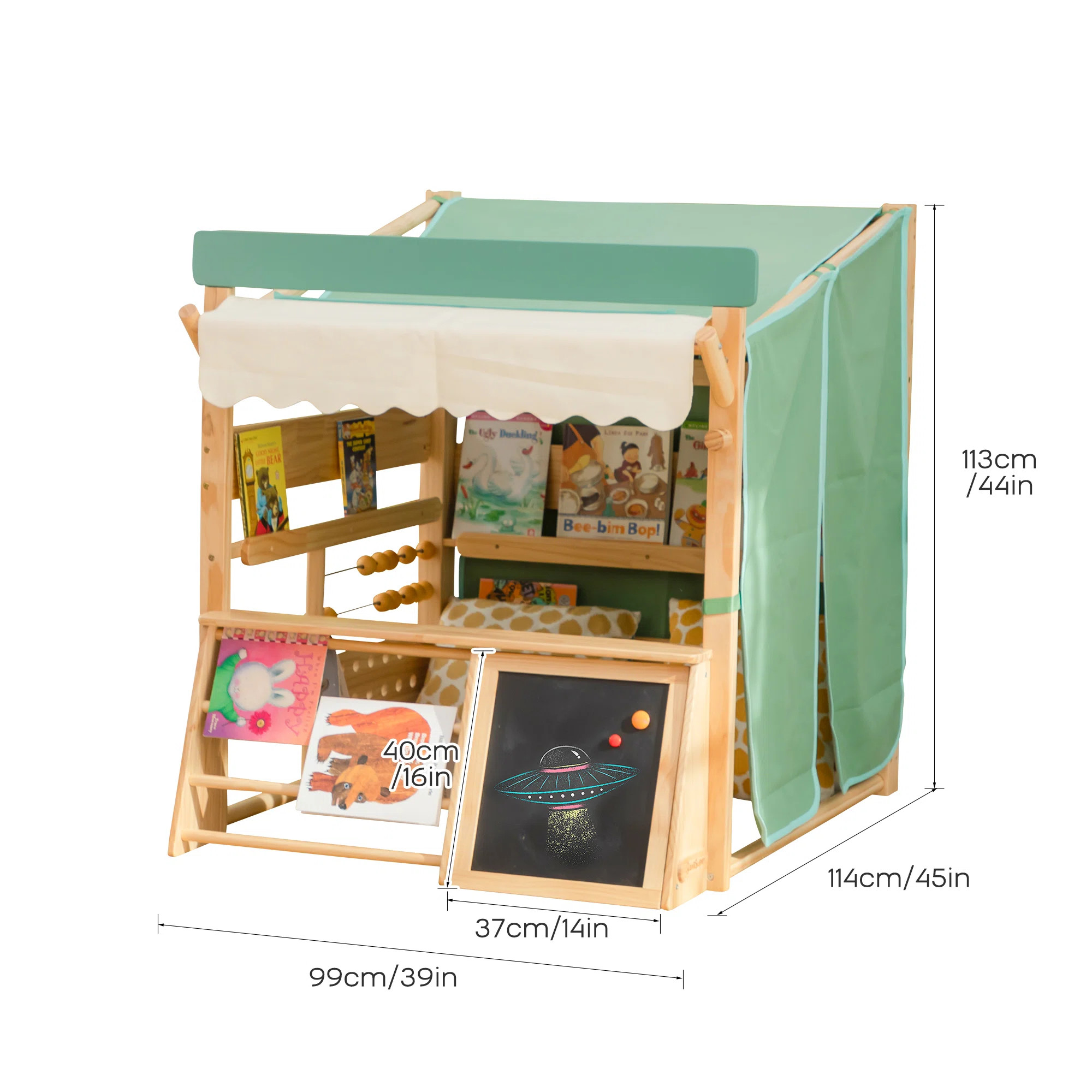 Wooden Indoor Kids Playhouse & Book Store 44''×39''×44'', Library Area | Wayfair North America