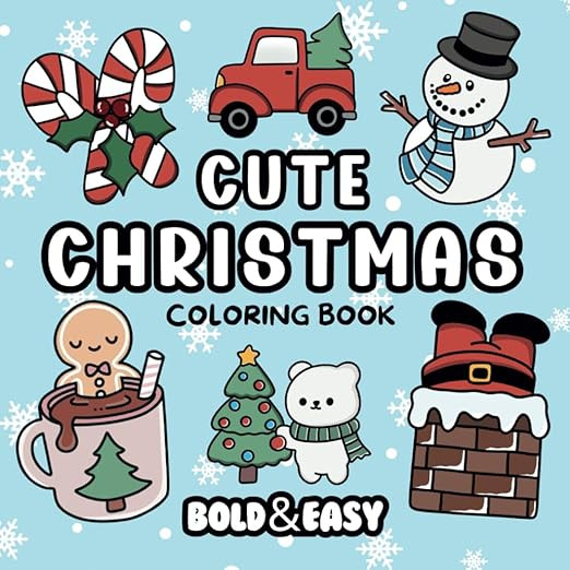 Bold and Easy Cute Christmas Coloring Book: Big and Simple Designs for Relaxing and Stress-Free C... | Amazon (US)