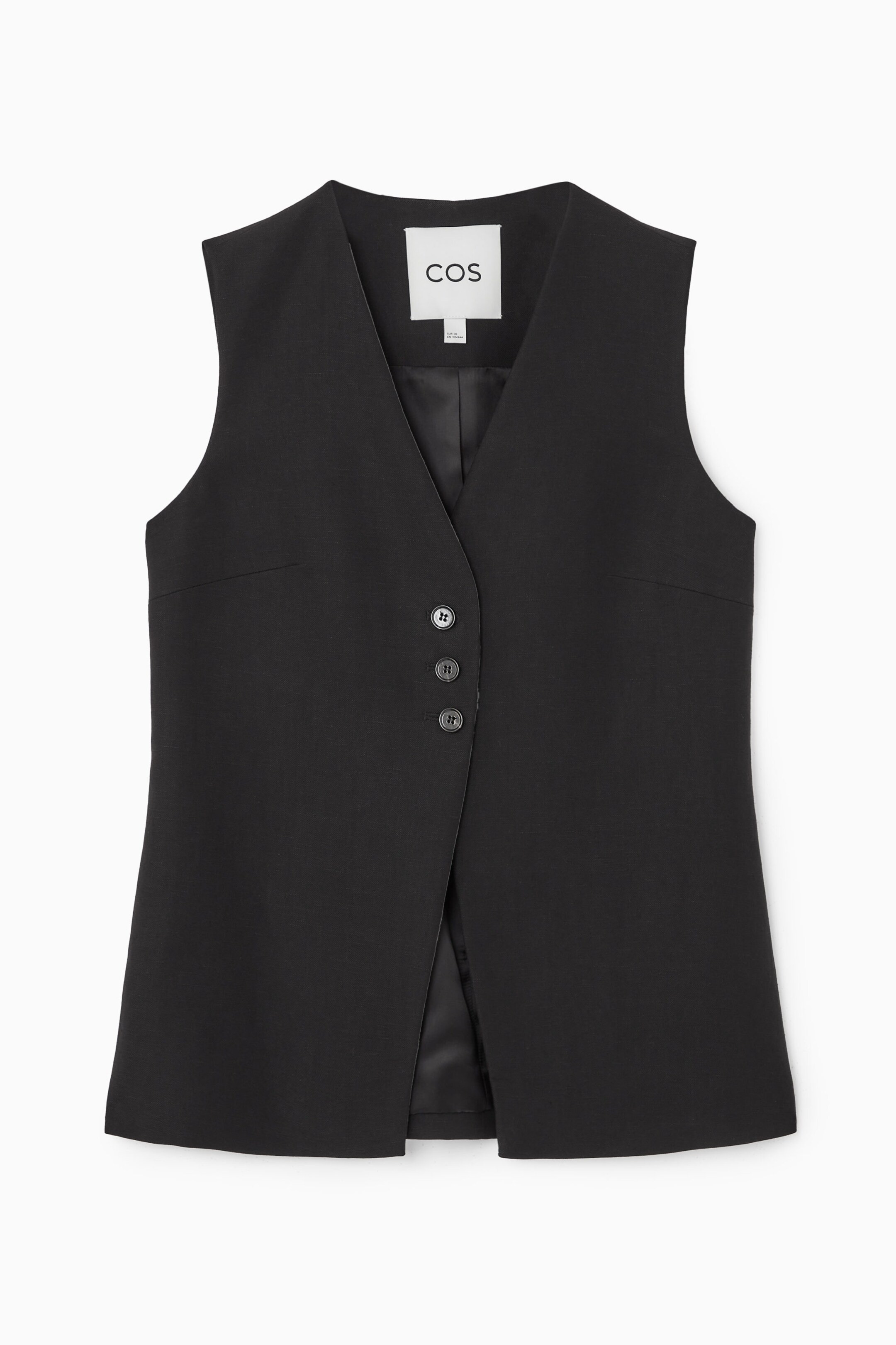 LONGLINE LINEN-BLEND WAISTCOAT - BLACK | COS (AU)