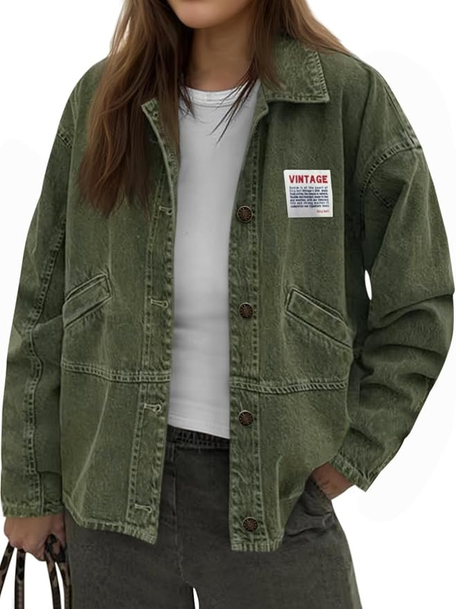 Cicy Bell Womens Oversized Denim Jackets Boyfriends Button Down Utility Jean Jackets Vintage Y2k ... | Amazon (US)