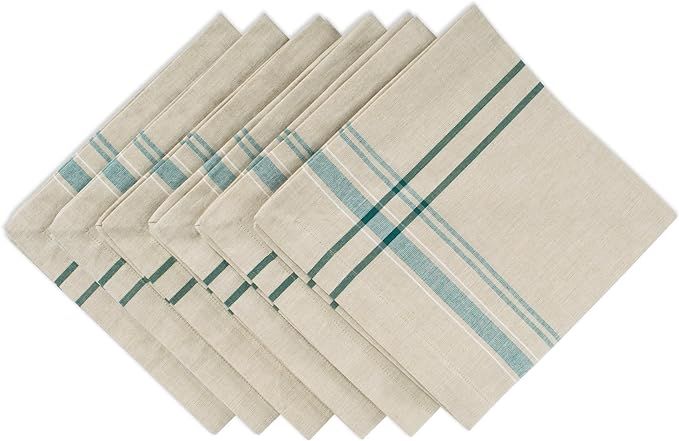 DII French Stripe Tabletop Collection Farmhouse Style Dining Table Linen Napkin Set, 20x20, Taupe... | Amazon (US)