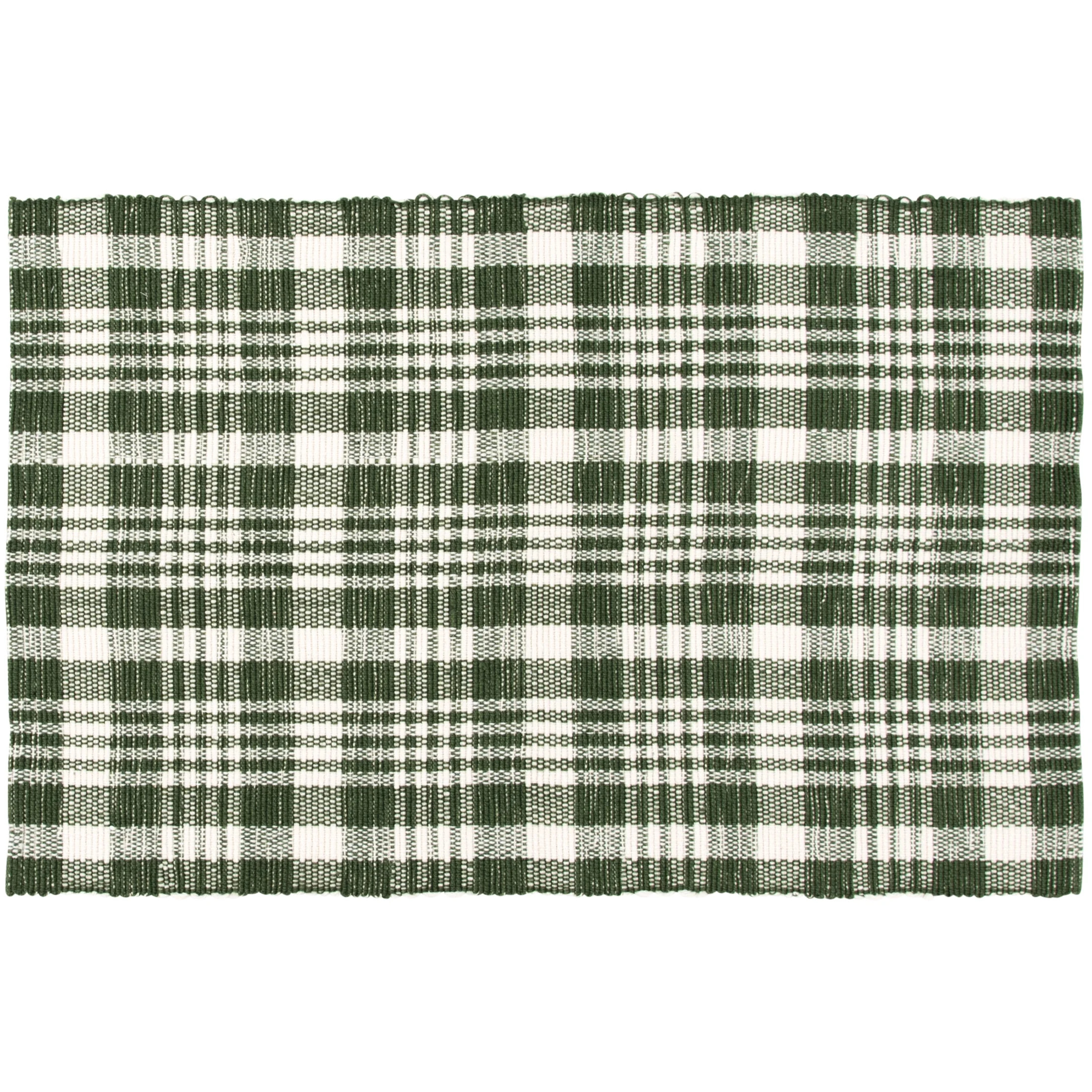 Way To Celebrate Dark Green Plaid Outdoor Layering Rug, 24"x36" | Walmart (US)