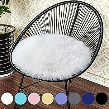 Junovo Premium Soft Round Faux Fur Sheepskin Seat Cushion Chair Cover Plush Area Rugs for Bedroom... | Amazon (US)