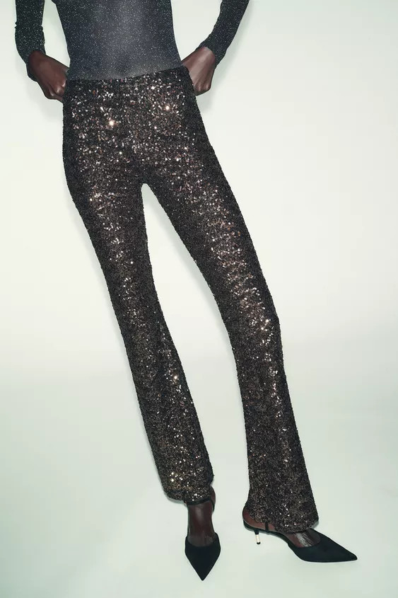 SEQUIN FLARE LEGGINGS | Zara UK
