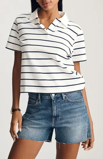 Stripe Boxy Crop Polo T-Shirt | Nordstrom