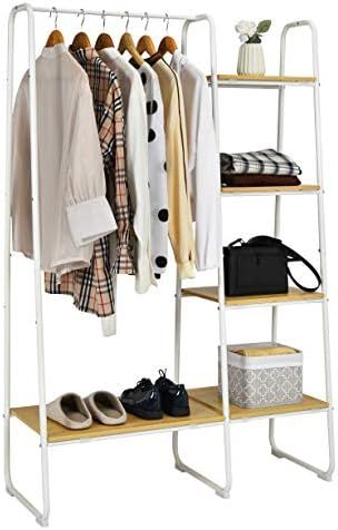 Tangkula Metal Garment Rack, Free Standing Closet Organizer with 5 Shelves & Hanging Bar, Heavy D... | Amazon (US)