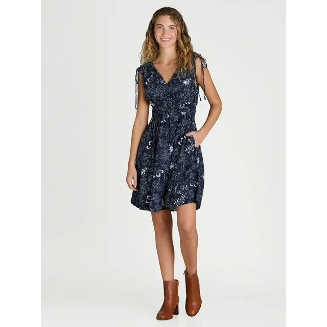 Time and Tru Women's and Women's Plus  Tie Shoulder Mini Dress, Sizes XS-4X | Walmart (US)