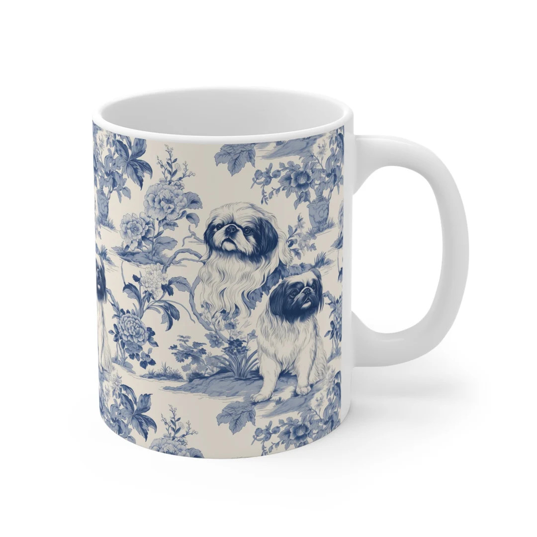 Pekingese Porcelain Pattern Ceramic Mug 11oz Coffe or Tea - Etsy | Etsy (US)