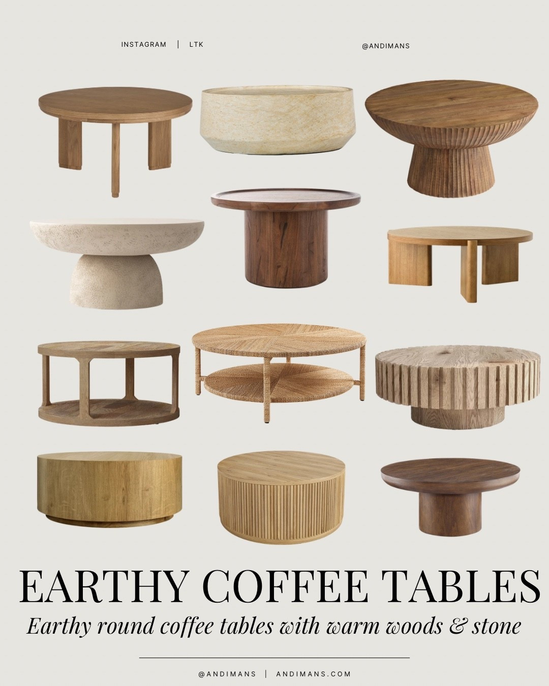 Earthy coffee tables with round, organic shapes and warm wood tones for a relaxed, natural feel.

#LTKHome #LTKGiftGuide #LTKSaleAlert