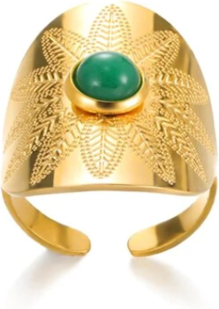 Statement Green Ring for Women, Vintage Style Stone Jewellery | Amazon (UK)