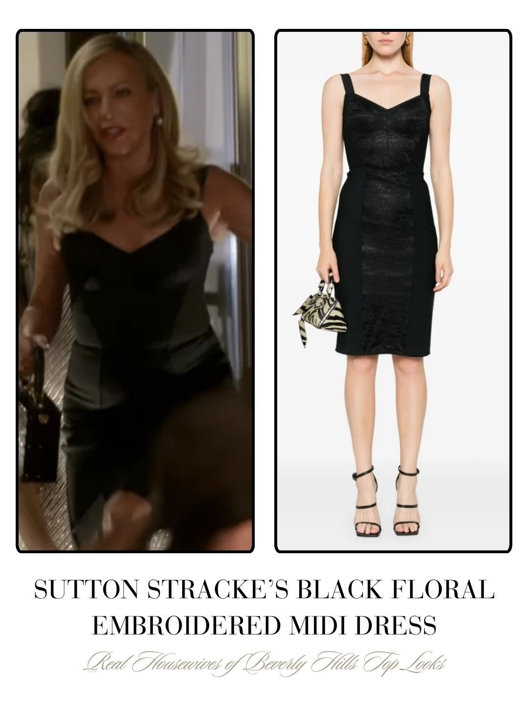 Sutton Stracke’s Black Floral Embroidered Mini Dress
