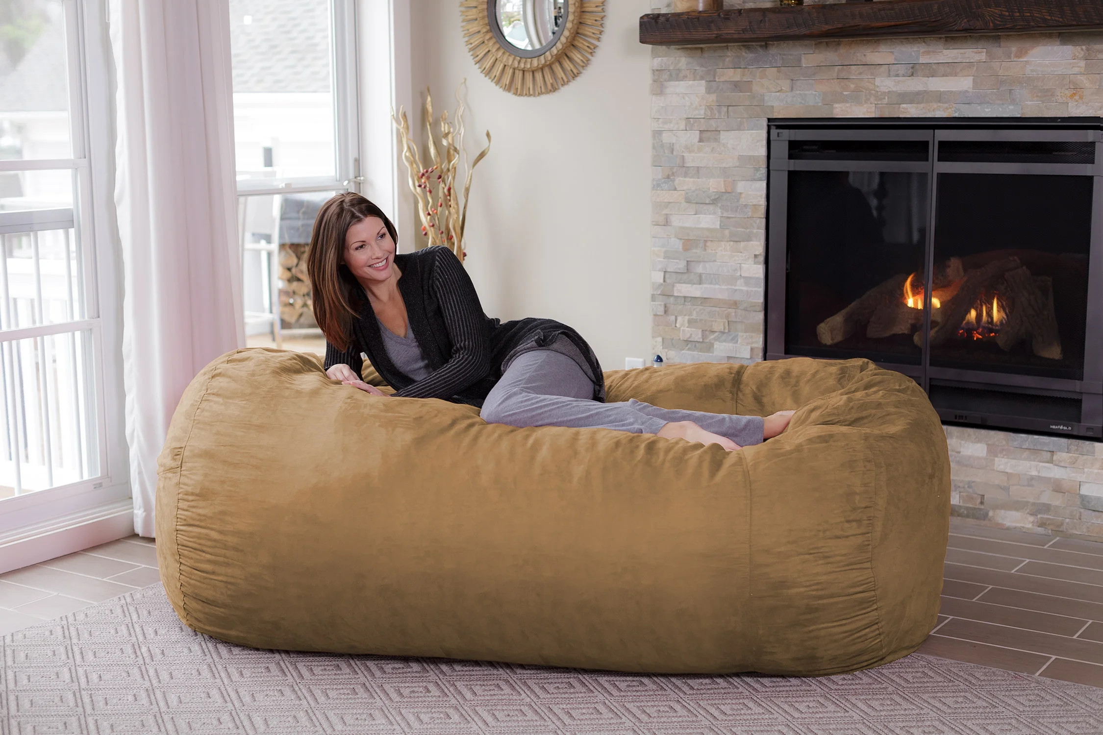 Chill Sack Bean Bag Chair, Memory Foam Lounger with Microsuede Cover, All Ages, 7 ft, Earth - Wal... | Walmart (US)