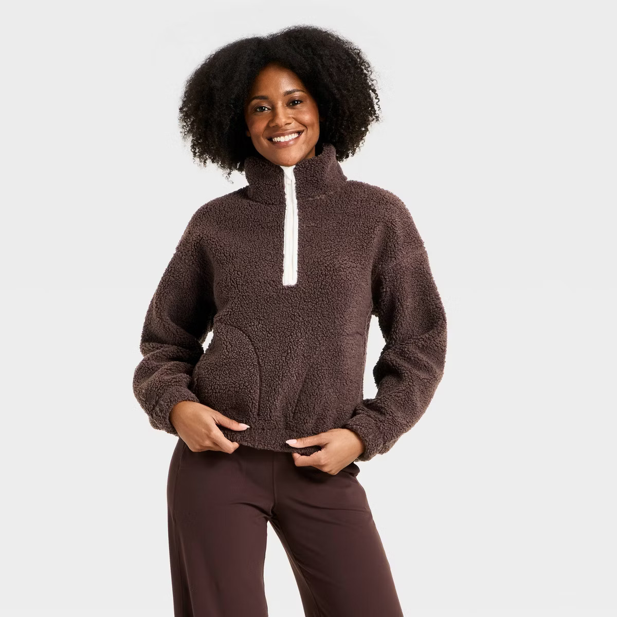 Women's High Pile Fleece 1/2 Zip Pullover Jacket - All In Motion™ | Target
