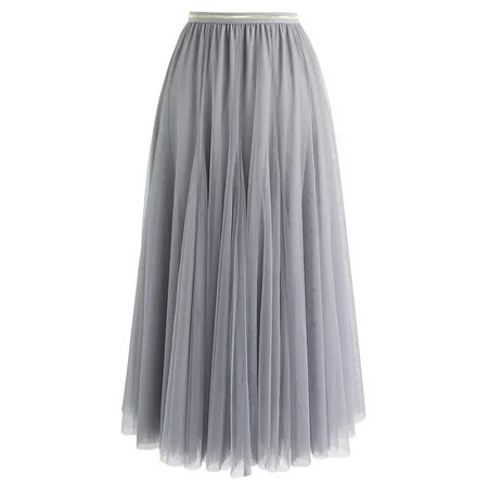 CHICWISH Women s Grey Layered Mesh Ballet Prom Party Tulle Tutu A-Line Maxi Skirt | Walmart (US)