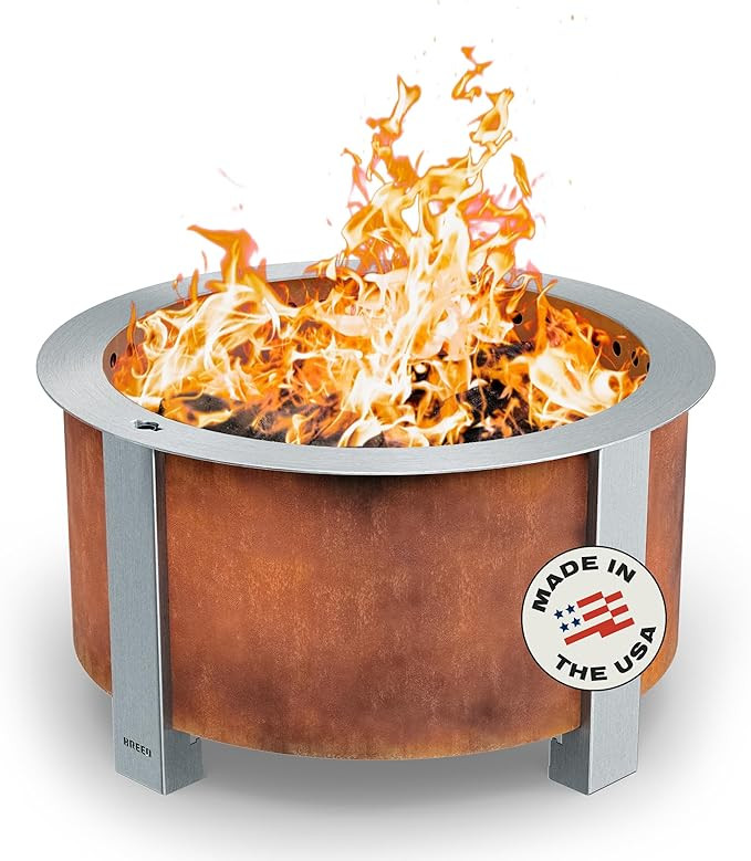 Breeo Smokeless Fire Pit (X Series 24, Corten Steel) | 27.5 inch Smokeless Firepit for Outside | ... | Amazon (US)