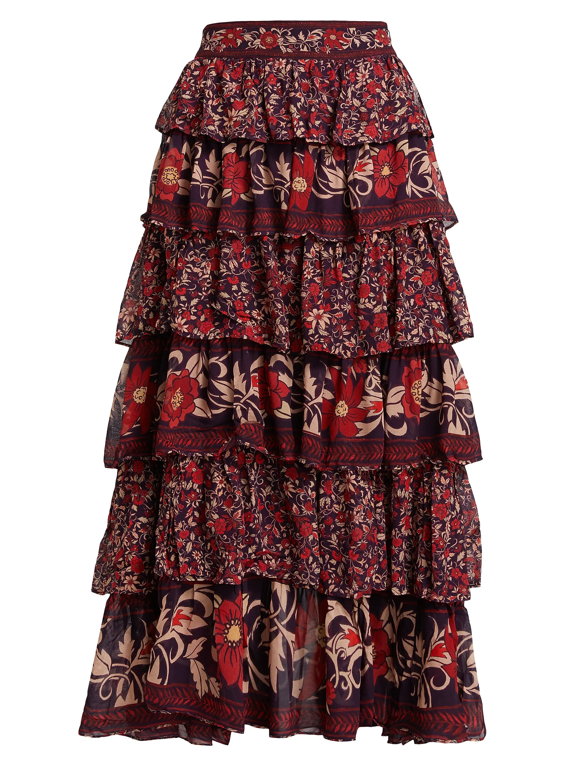 Shop Farm Rio Chelsea Garden Ruffled Maxi Skirt | Saks Fifth Avenue | Saks Fifth Avenue