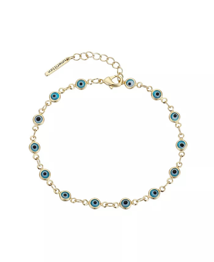 Gold Flash Plated Evil Eye Bracelet, 7.5" Length | Macys (US)