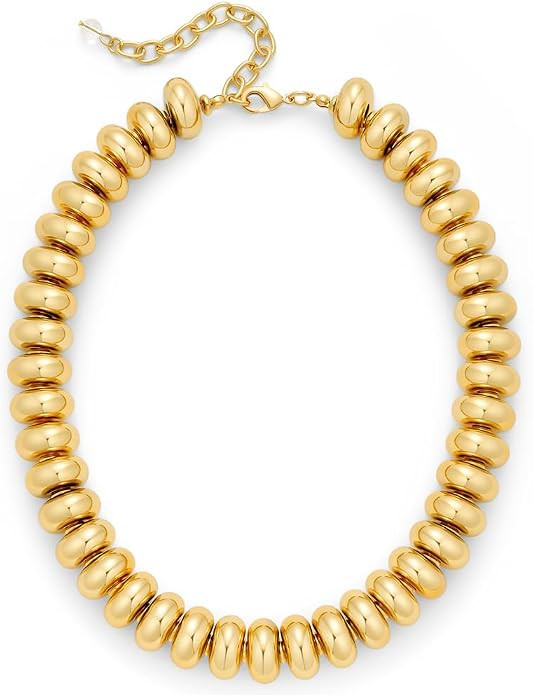 Chunky Beaded Choker Necklace for Women Statement Necklace with Gold Accent Adjustable Beach Summ... | Amazon (US)