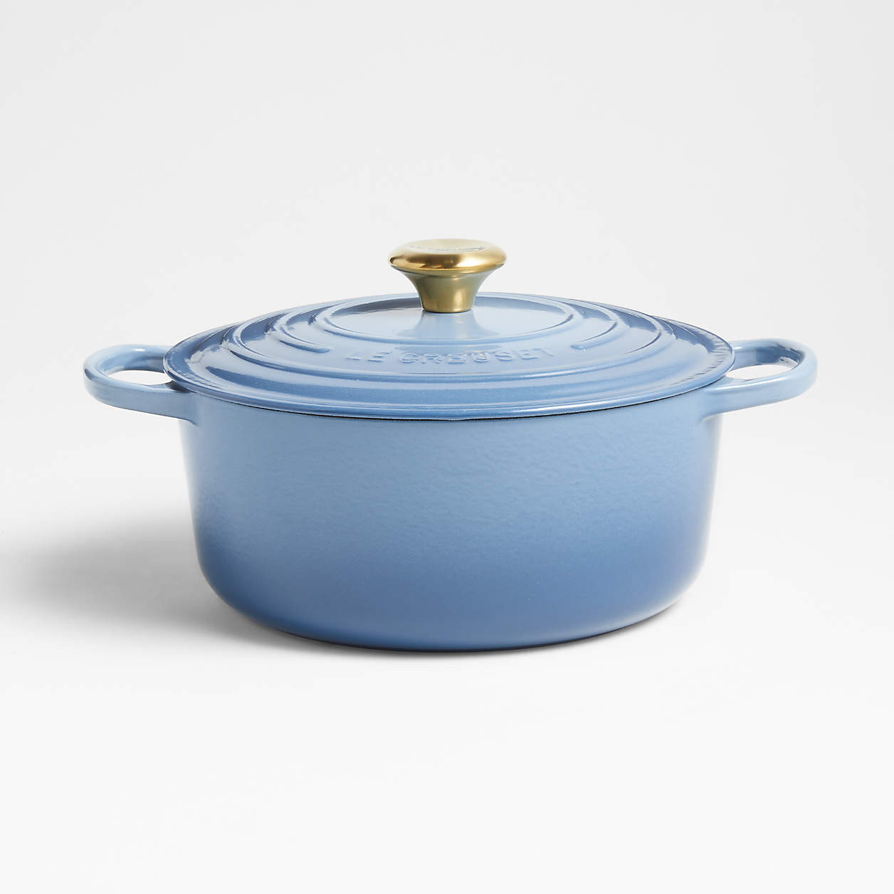 Le Creuset Signature Round 5.5-Qt. Chambray Dutch Oven with Lid + Reviews | Crate & Barrel | Crate & Barrel