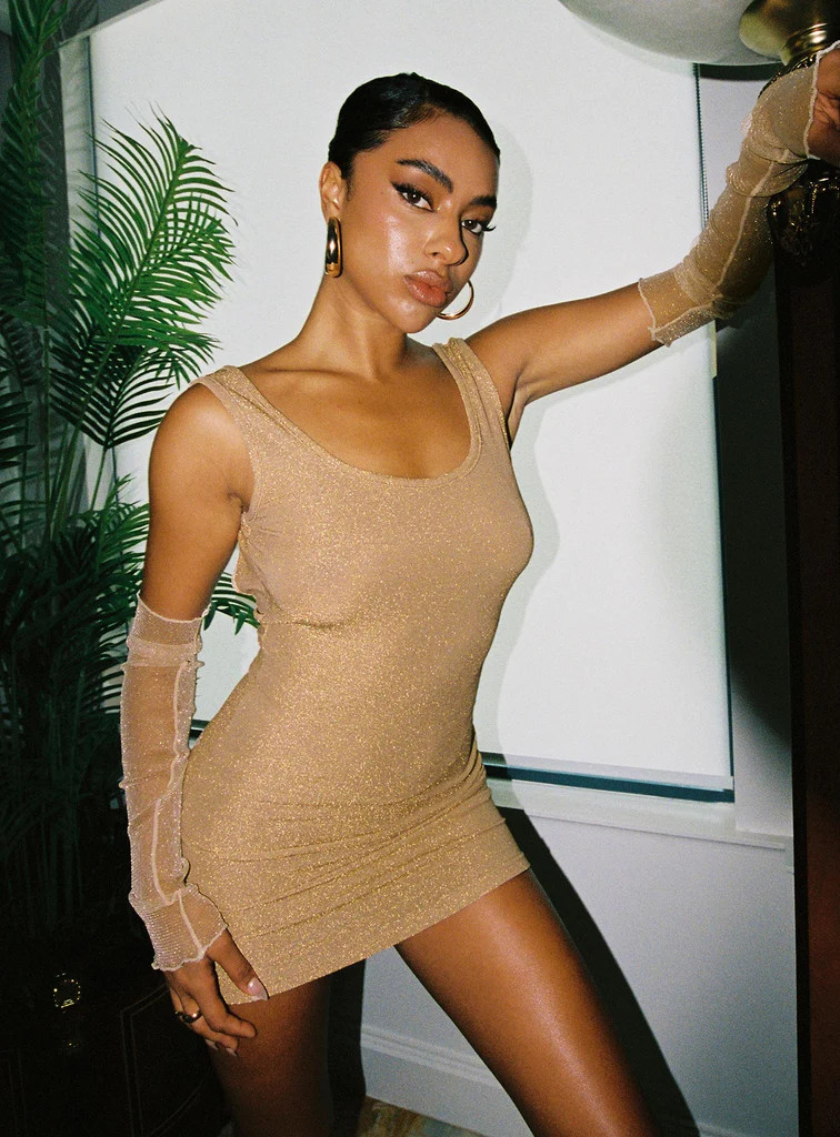 Lirella Mini Dress Beige | Princess Polly US