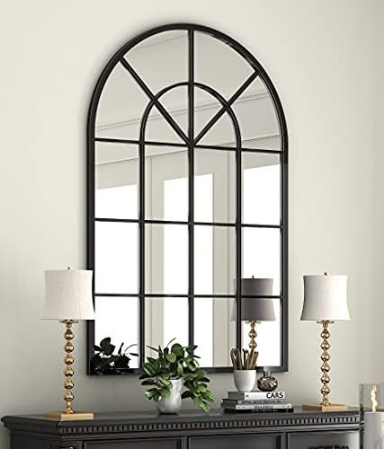 Arched Window Finished Metal Mirror, 32×45" Wall Mirror Windowpane Decoration for Living Room Be... | Amazon (US)