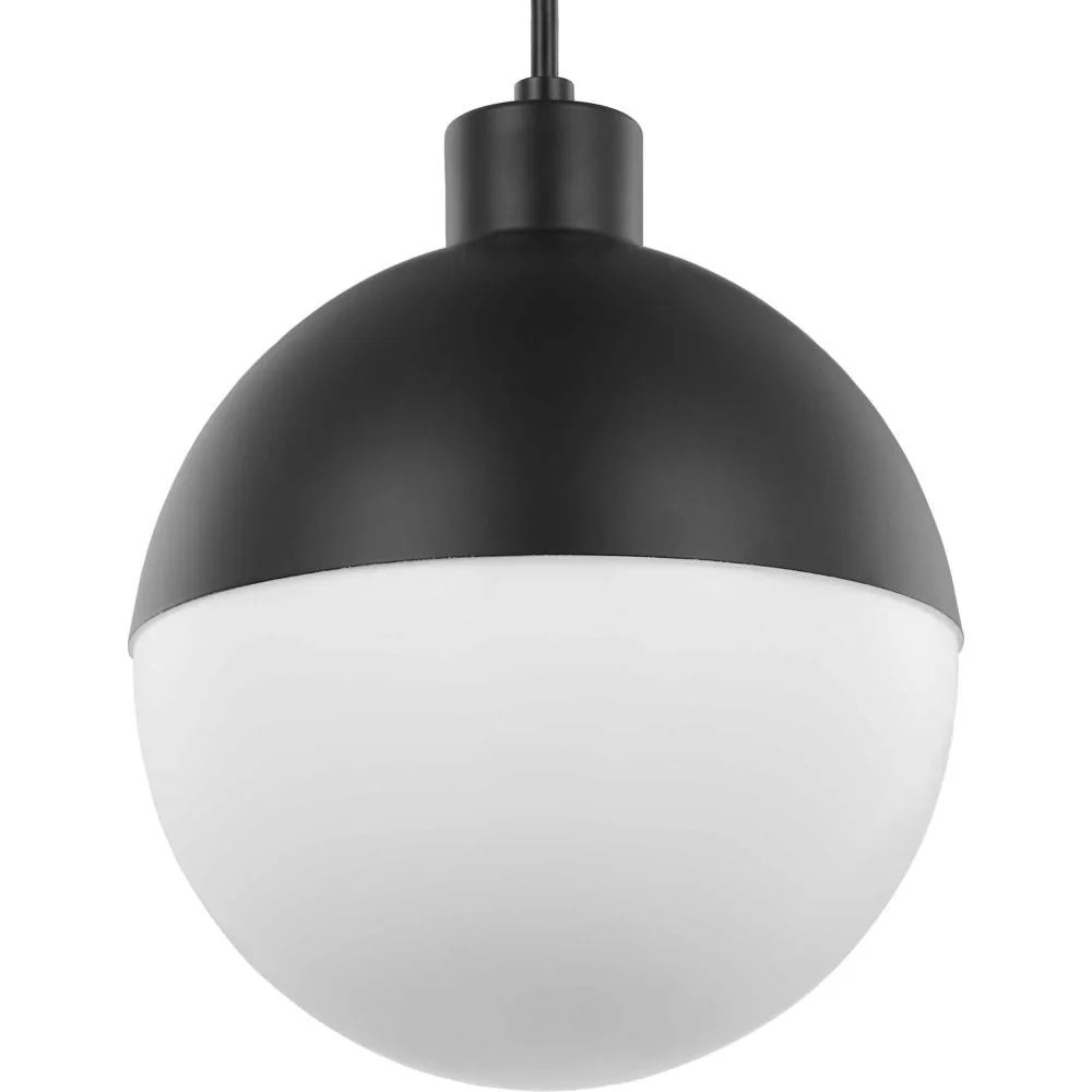 Progress Lighting Globe LED 1 -Light Black Mid-century Opal glass Globe Integrated LED Small Hanging Pendant light | P500147-031-30 | Lowe's