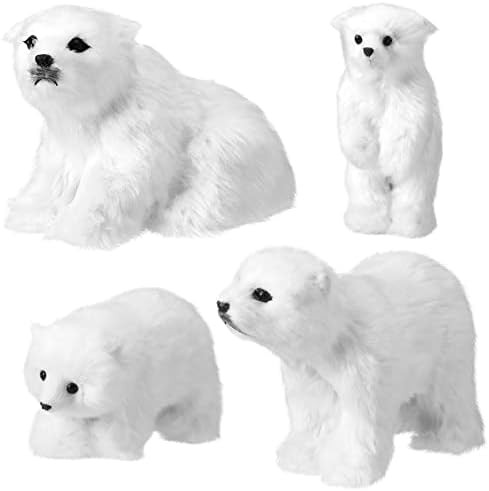 4 Pcs Christmas Polar Bear Ornament White Plush Christmas Ornaments Rustic Cute Furry Bear Decor ... | Amazon (US)