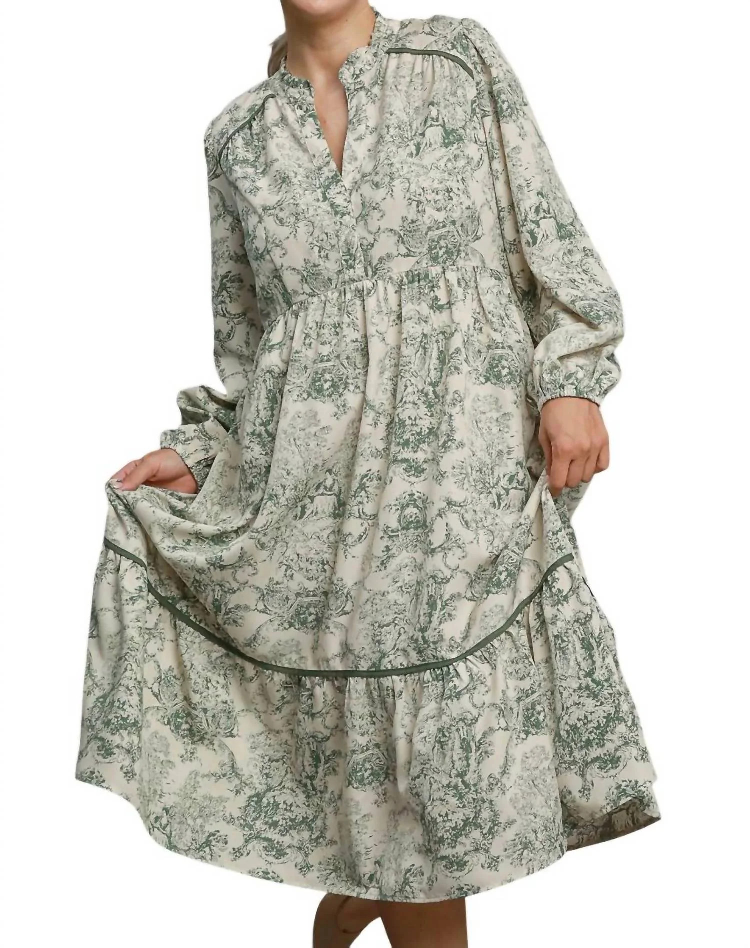 Toile Maxi Dress In Forest Green | Shop Simon