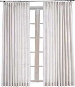 TWOPAGES 52 W x 96 L inch Pinch Pleat Darkening Drape Faux Linen Curtain Drapery Panel for Living... | Amazon (US)