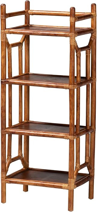 Bali & pari Basile Marbled Tortoise Natural Rattan Display Shelf - 4-Tier Handcrafted Wicker Etag... | Amazon (US)