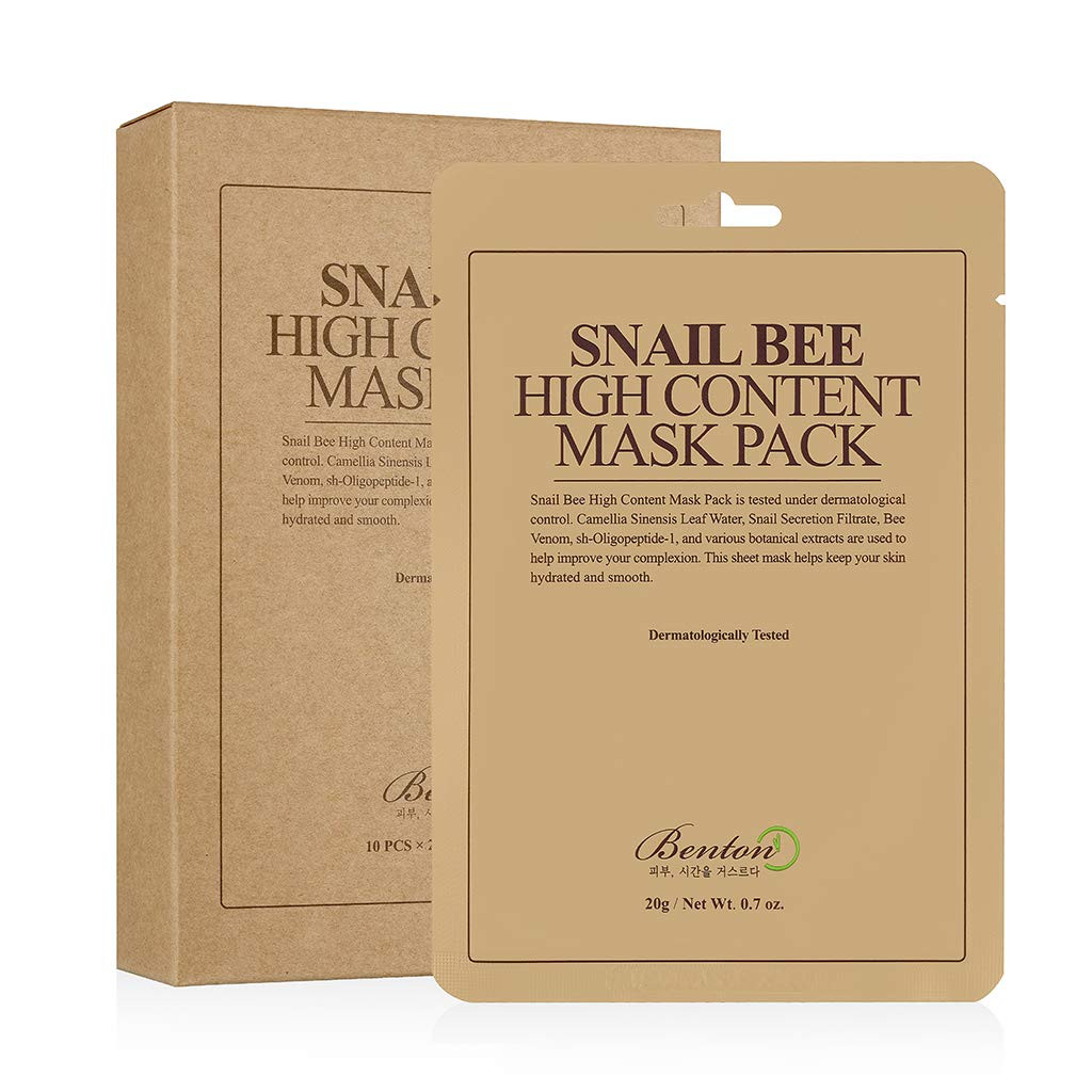 BENTON Snail Bee High Content Mask Pack 20g 10 Sheets - Snail Secretion Filtrate & Green Tea Leaf... | Amazon (US)