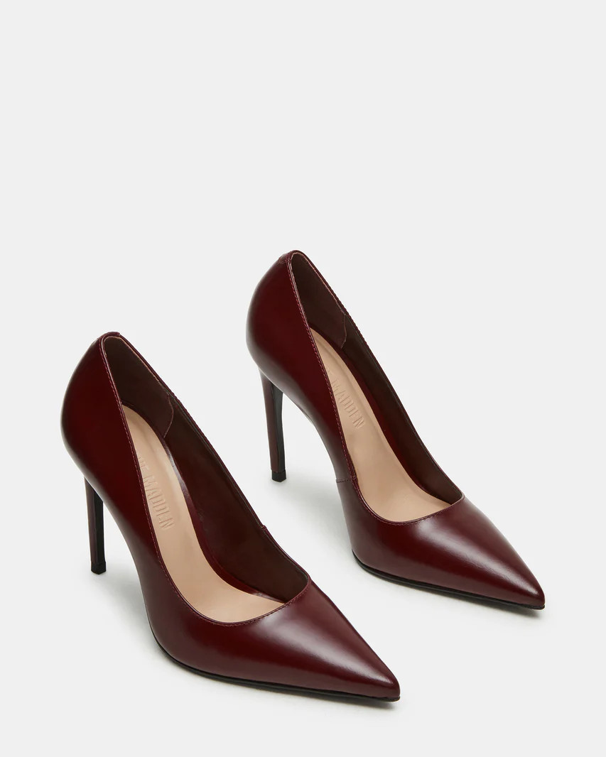 NOIR Wine Leather Pointed-Toe Stiletto Pump Heel | Women's Heels | Steve Madden (US)