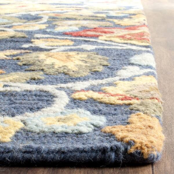 SAFAVIEH Fiorello Handmade Blossom French Country Wool Area Rug - 6' x 9' - Navy/Multi | Bed Bath & Beyond