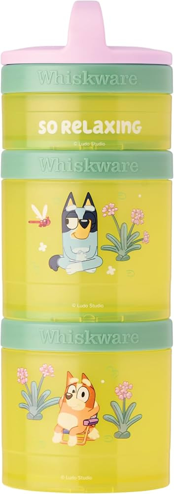 Whiskware Bluey Stackable Snack Containers for Kids and Toddlers, 3 Stackable Snack Cups for Scho... | Amazon (US)