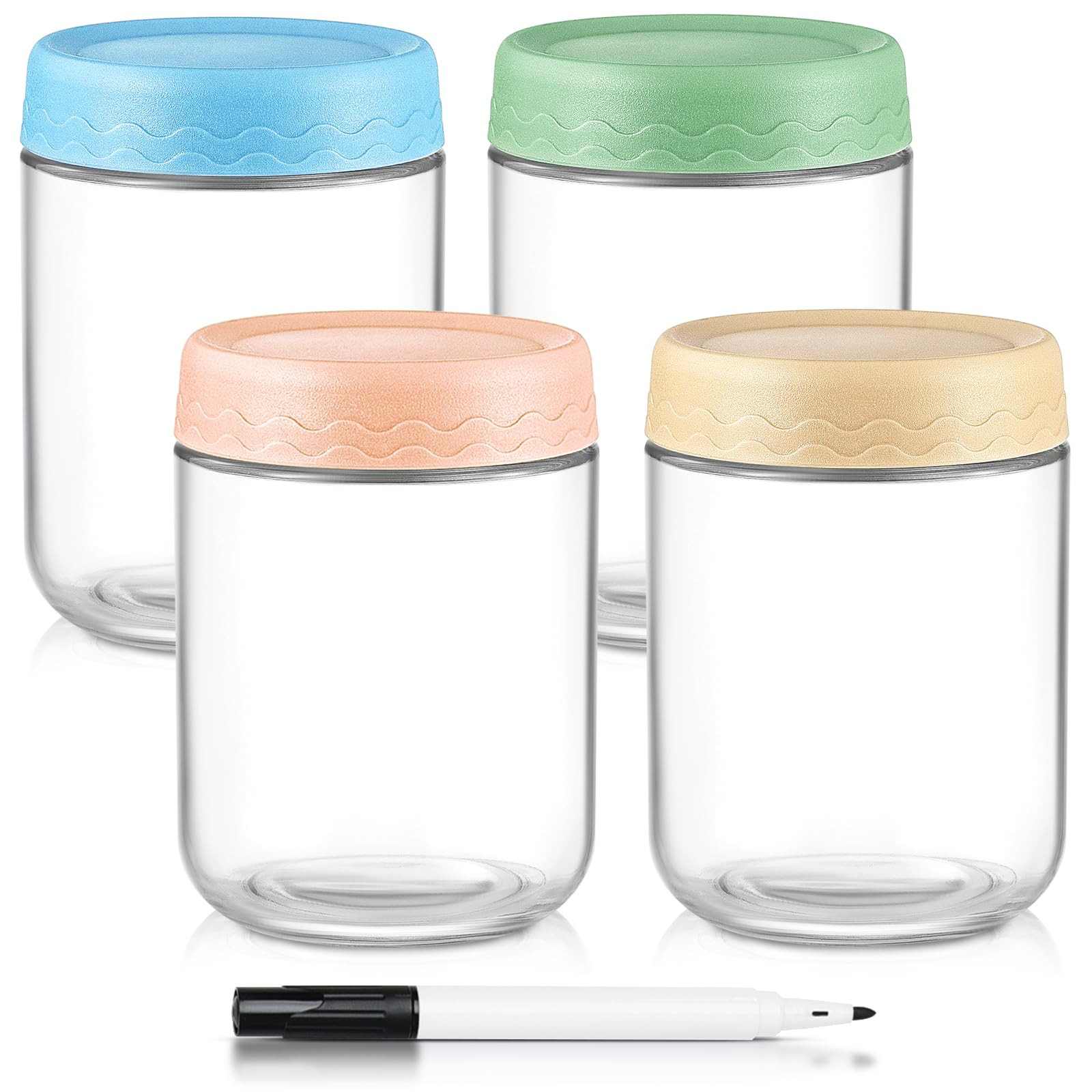 DRKIO 16 Oz Overnight Oats Containers with Lids - 4 Pack Glass Storage Jars with Airtight Lids Wi... | Amazon (US)