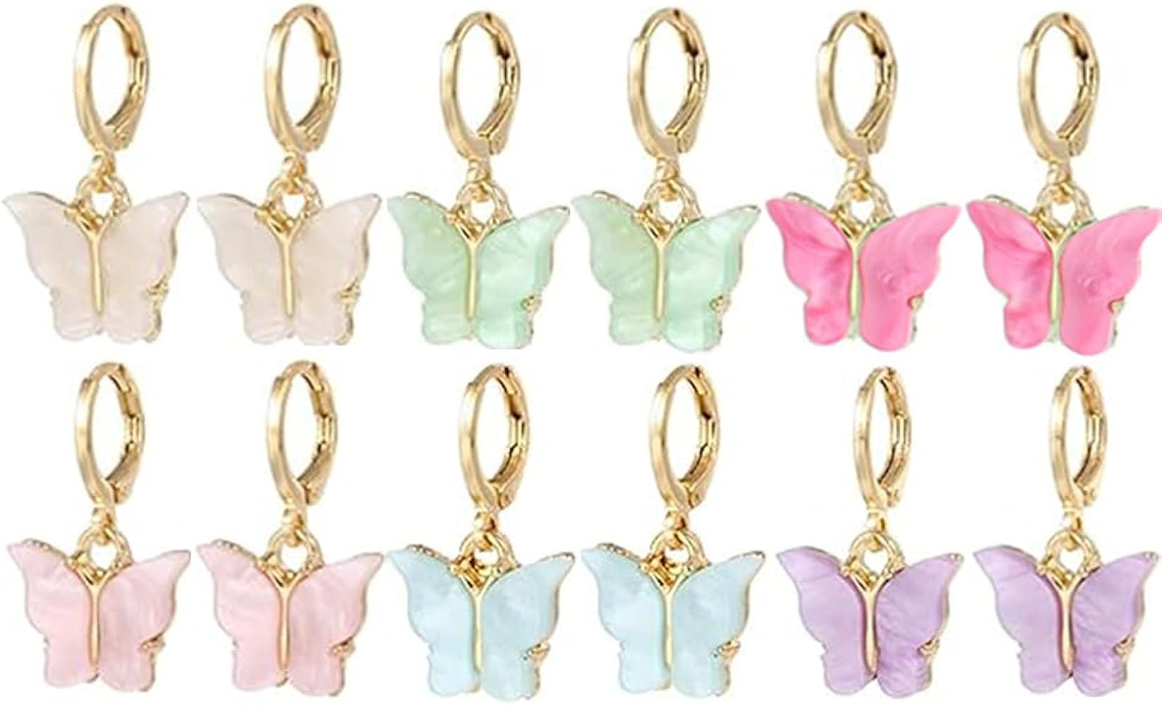 Butterfly Earrings Tiny Hoop Earrings Colorful Acrylic Butterfly Earrings For Women | Amazon (US)