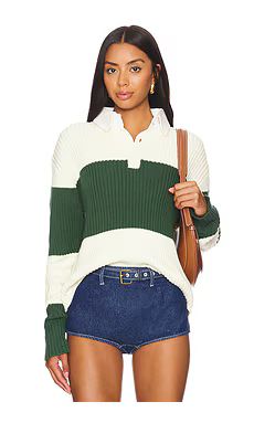 LIONESS Prince Rugby Top in Moss Stripe from Revolve.com | Revolve Clothing (Global)