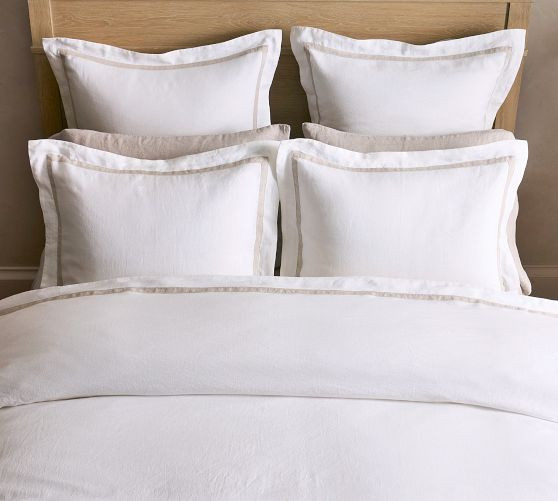 Belgian Flax Linen Frame Duvet Cover | Pottery Barn (US)