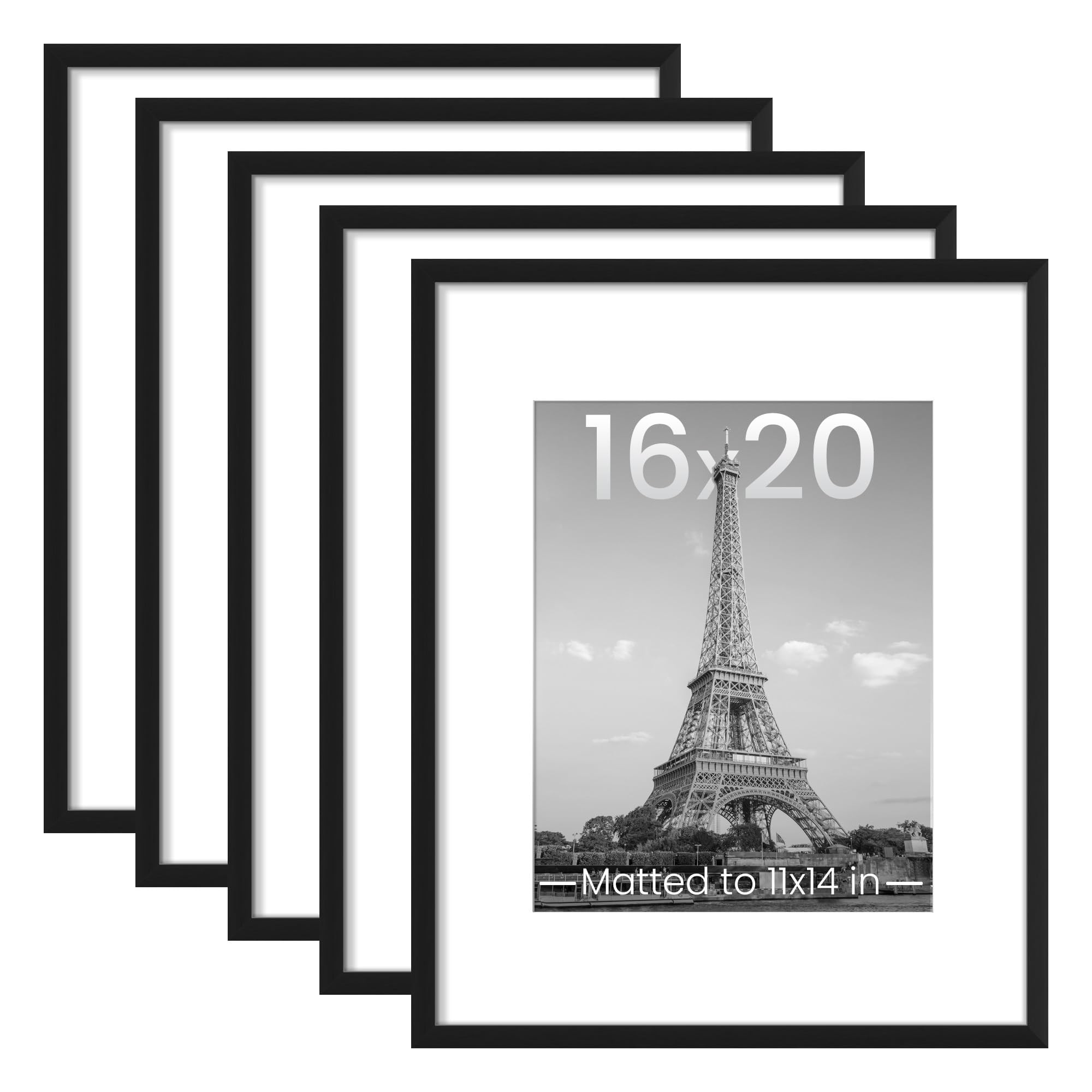 upsimples 16x20 Picture Frame Set of 5, Display Pictures 11x14 with Mat or 16 x 20 Without, Wall ... | Amazon (US)
