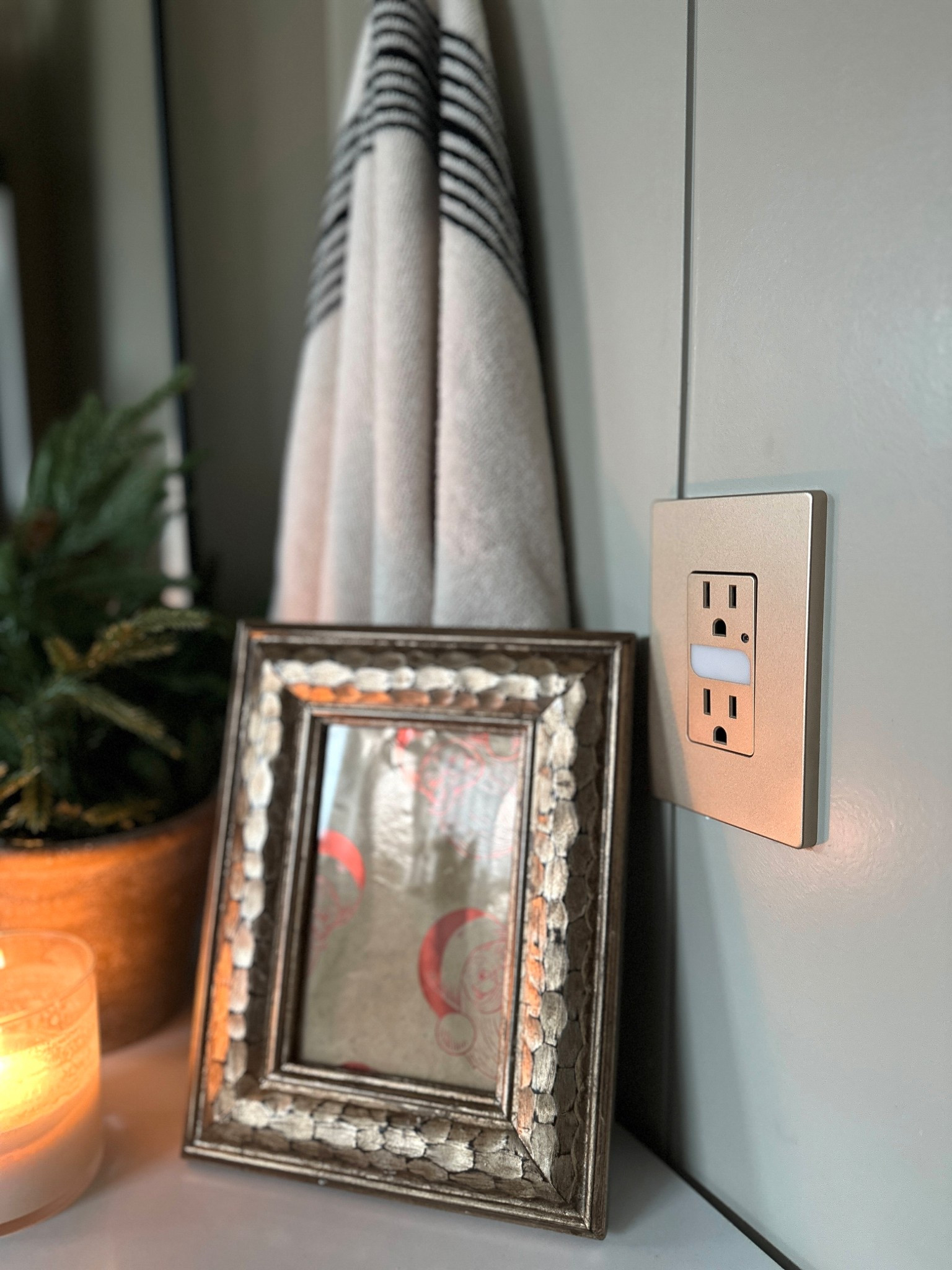 Love this gold outlet cover that comes with the automatic guide light! So handy for a bathroom or hallway space 🙌🏻

#LTKFindsUnder50 #LTKHome