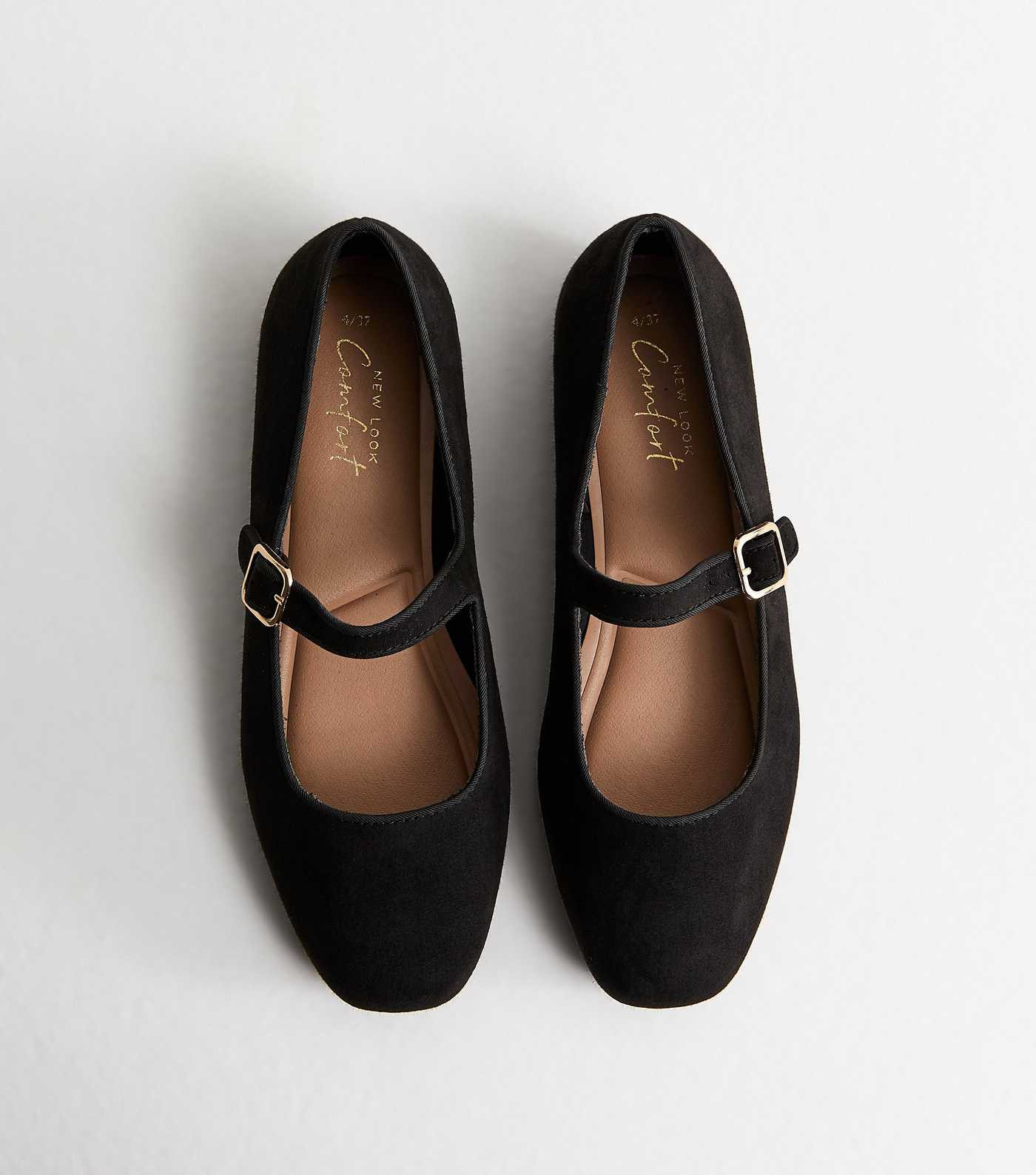 Black Faux Suede Mary Jane Ballet Flats | New Look | New Look (UK)