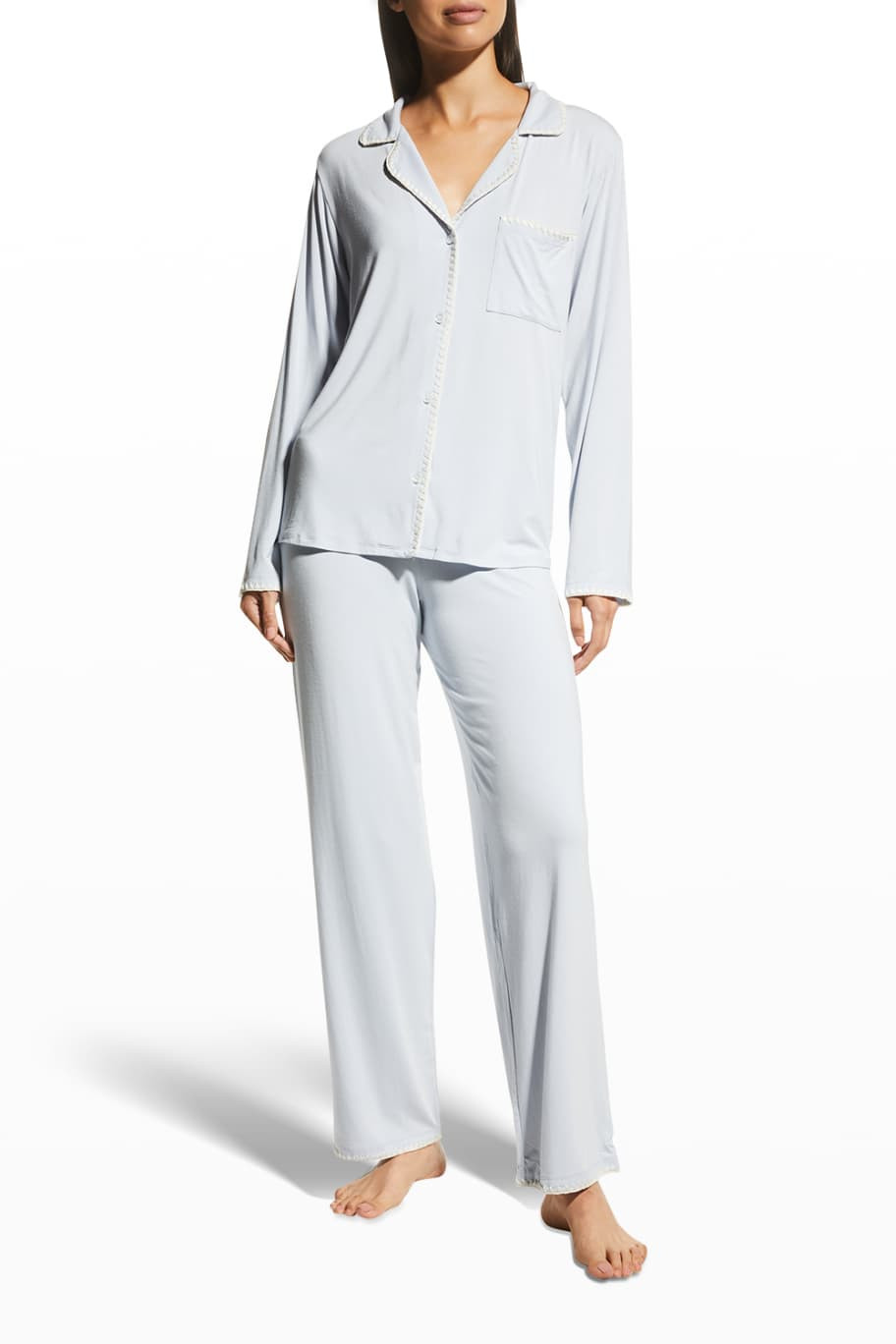 Eberjey Frida Whipstitch Long Pajama Set | Neiman Marcus