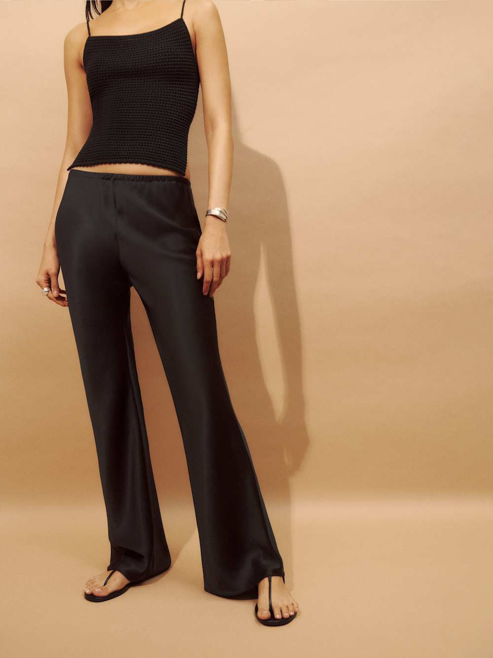 Petites Gale Satin Mid Rise Bias Pant | Reformation (Global)