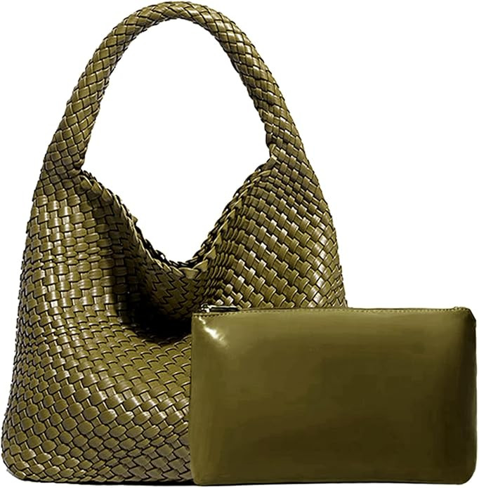 Women Vegan Leather Hand-Woven Tote Handbag Fashion Shoulder Top-handle Bag All-Match Underarm Ba... | Amazon (US)