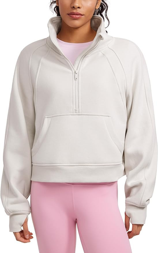CRZ YOGA Womens Fleece Lined Half Zipper Sweatshirts Funnel Neck Long Sleeve Oversized Pullover H... | Amazon (US)